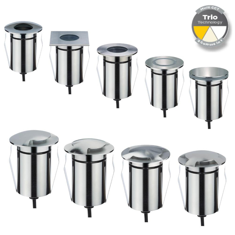 Domus EMIT-85-TRIO-STS- 6W LED 24V DC Tri-Colour Recessed Inground Light IP67 Stainless Steel- DRIVER REQUIRED-Domus Lighting-Ozlighting.com.au