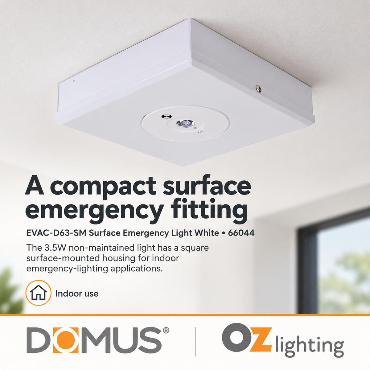 Domus EVAC-D63-SM 3.5W LED D63 Non-maintained Surface Mounted Emergency Light-Domus Lighting-Ozlighting.com.au