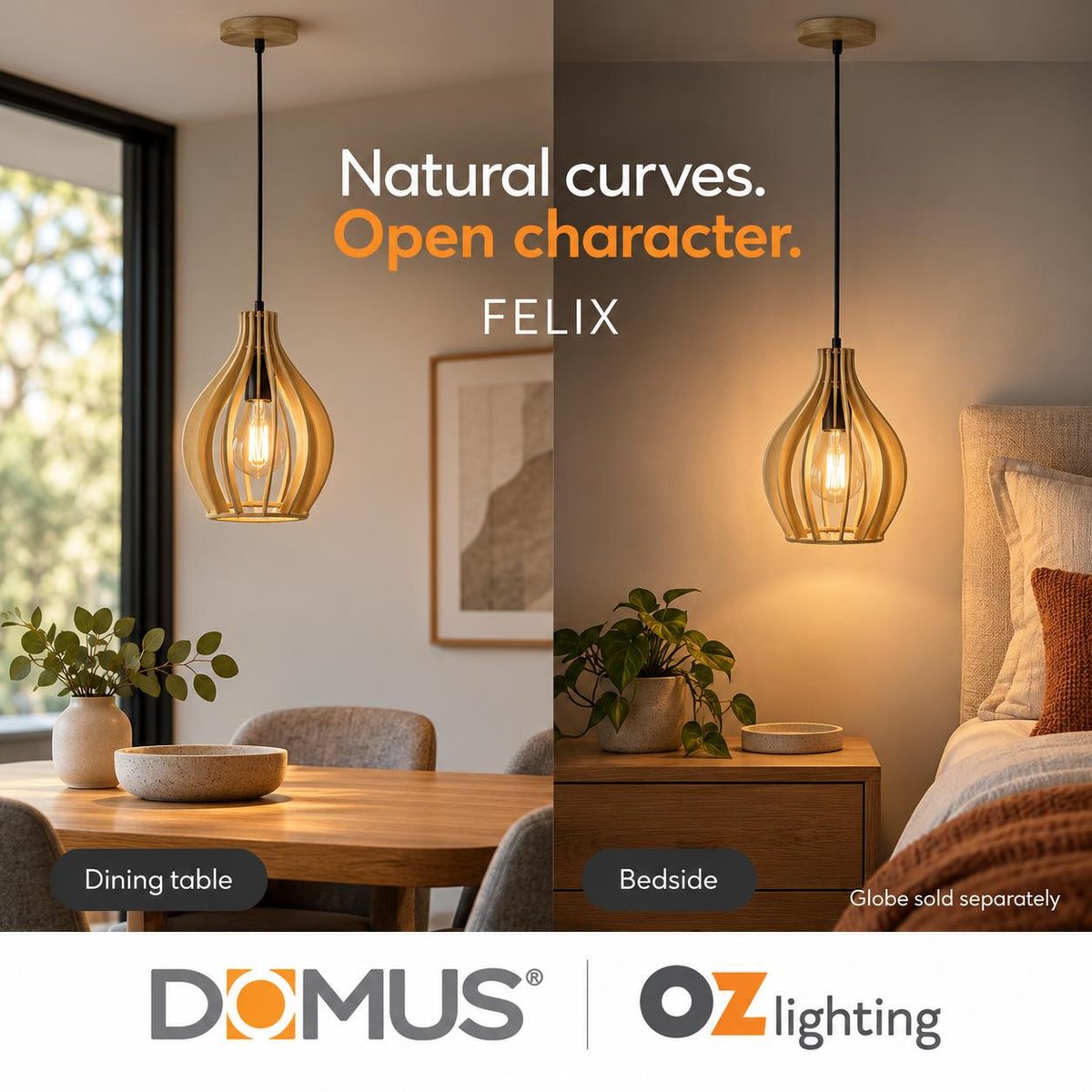 Domus FELIX Pendant - Timber-Domus Lighting-Ozlighting.com.au