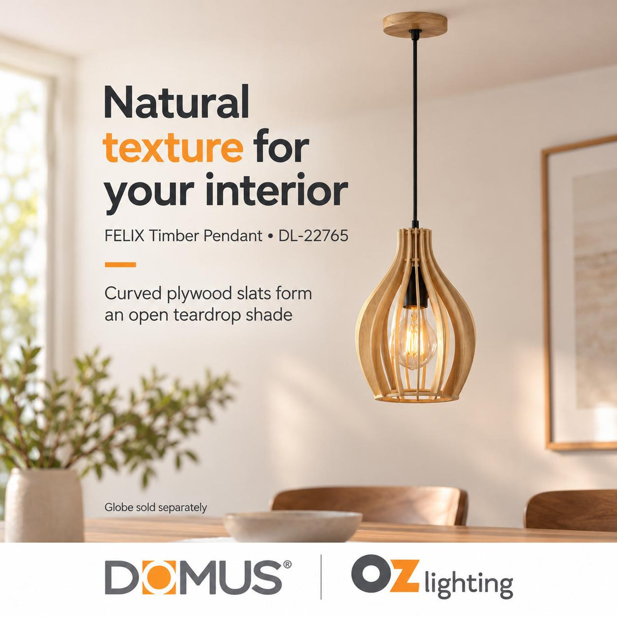 Domus FELIX Pendant - Timber-Domus Lighting-Ozlighting.com.au
