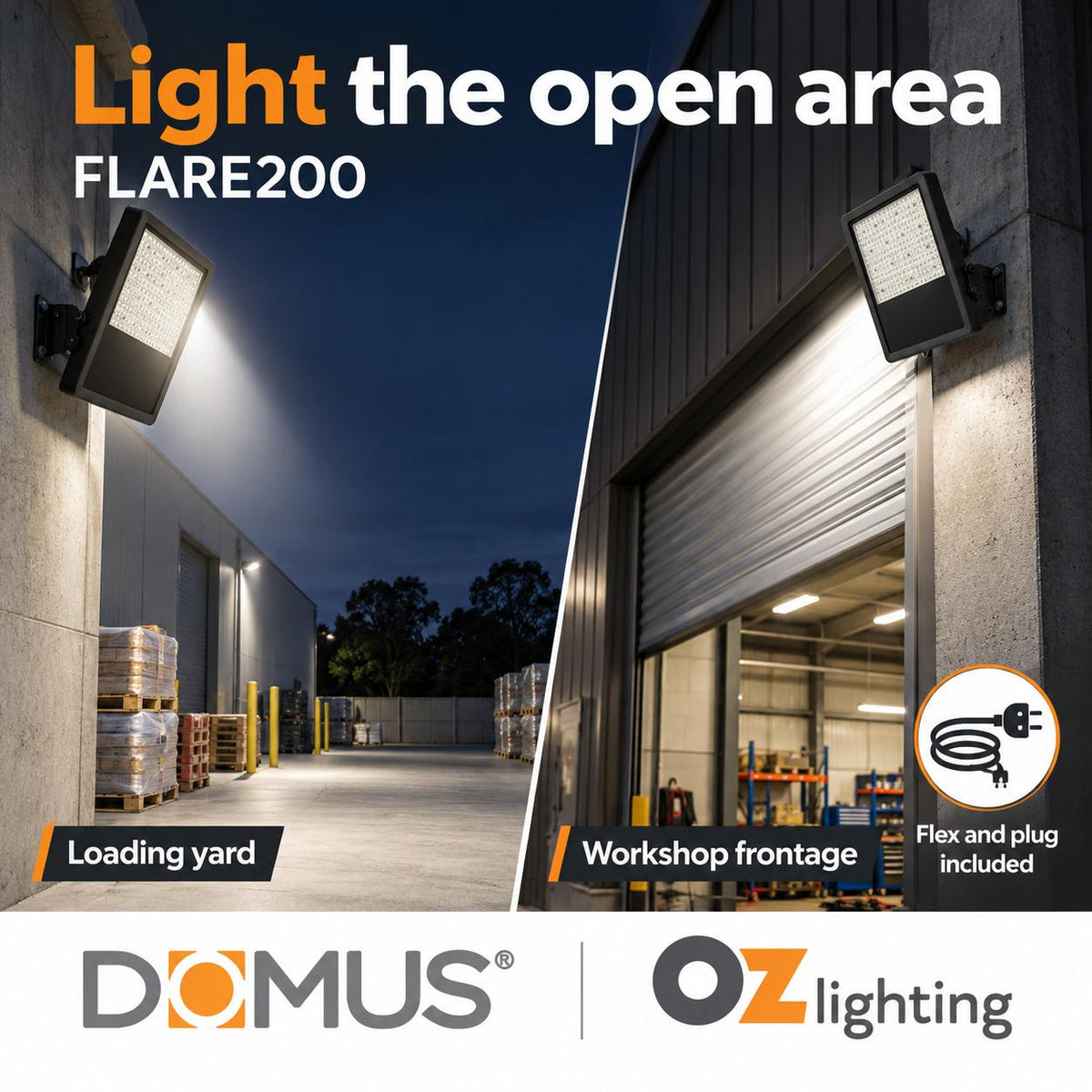 Domus FLARE LED Floodlight - 200W/300W/400W, Commercial-Domus Lighting-Ozlighting.com.au