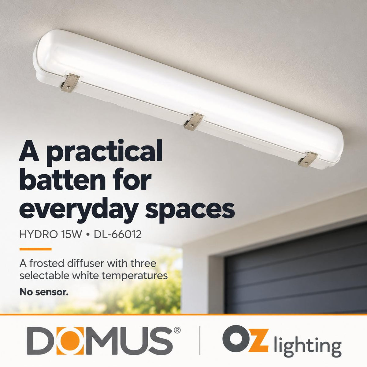 Domus HYDRO LED Batten Light - 15W/30W, IP65, Weatherproof, Optional Sensor-Domus Lighting-Ozlighting.com.au