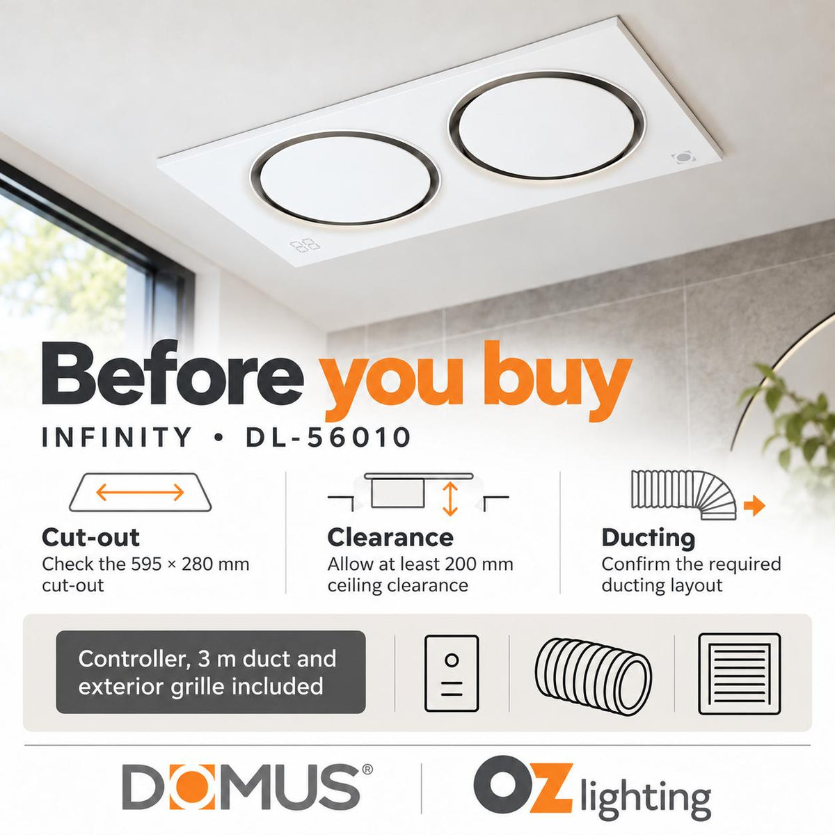 Domus INFINITY 6-in-1 Premium PTC Bathroom Heater-Domus Lighting-Ozlighting.com.au