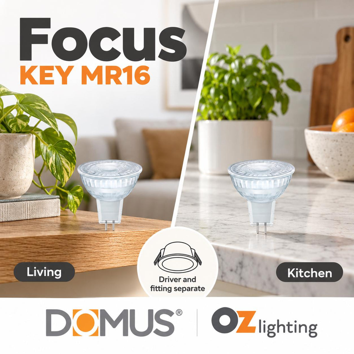 Domus KEY-MR16-GLASS LED Globe - 4.7W, 12V DC, MR16, Dimmable, Glass, 60° - DRIVER REQUIRED-Domus Lighting-Ozlighting.com.au