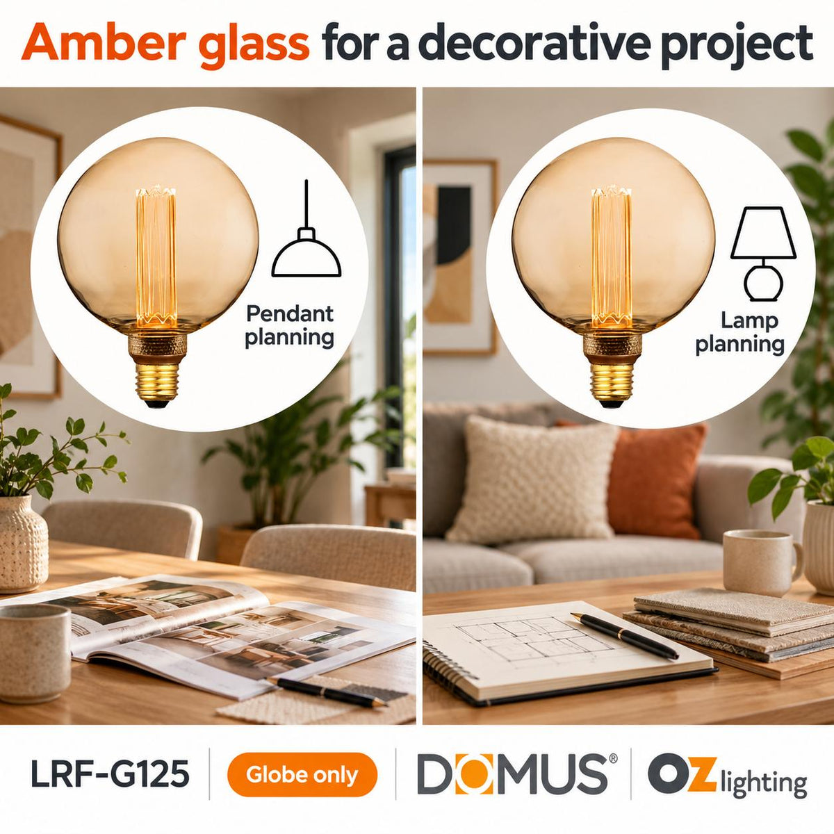 Domus LRF-G125 LED Globe - 3.5W, B22/E27, 1800K, G125, Filament, Dimmable, Spherical-Domus Lighting-Ozlighting.com.au