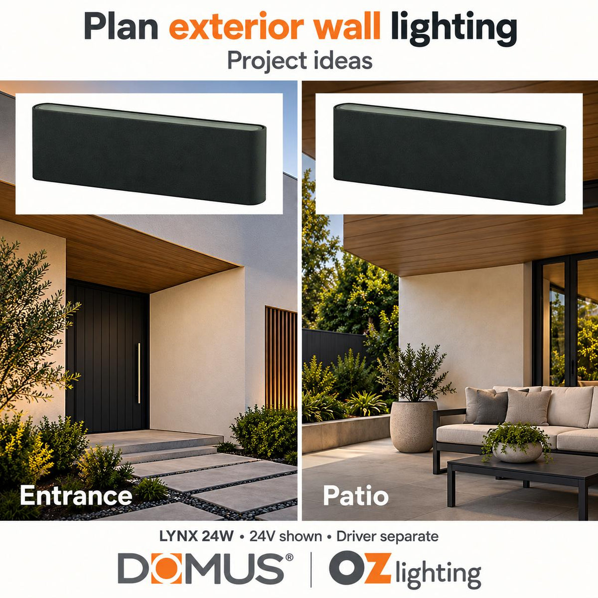 Domus LYNX LED Up/Down Wall Light - 24W - DRIVER REQUIRED-Domus Lighting-Ozlighting.com.au