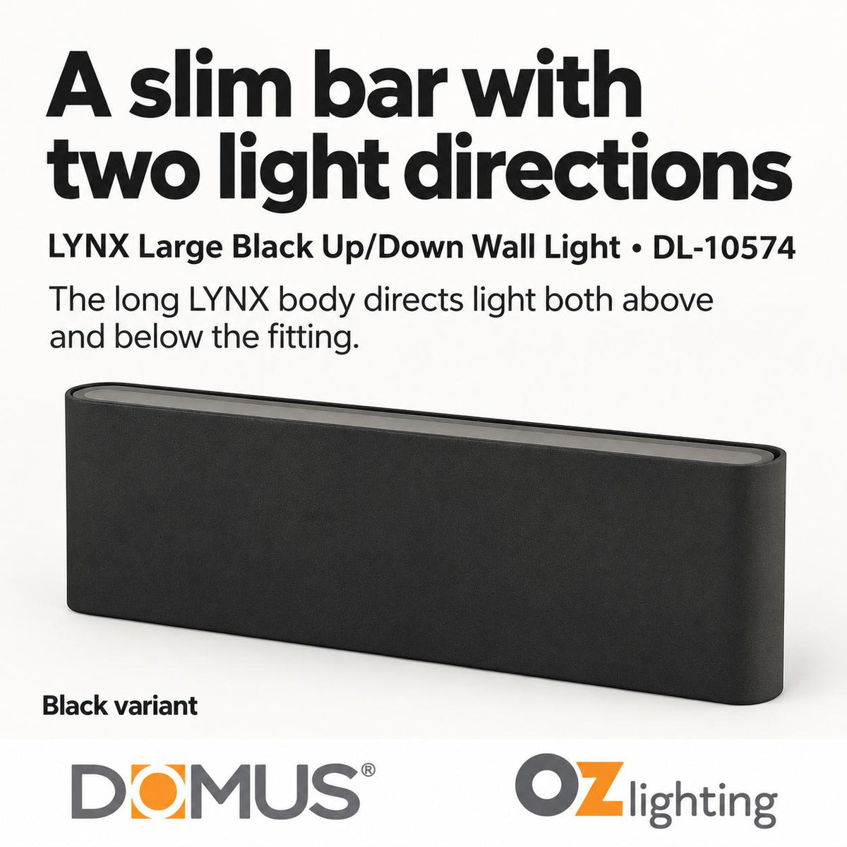 Domus LYNX LED Up/Down Wall Light - 2x12W, 240V-Domus Lighting-Ozlighting.com.au
