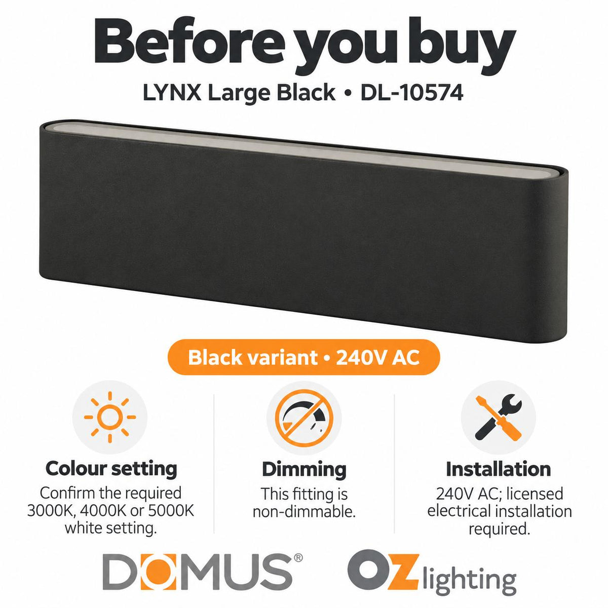Domus LYNX LED Up/Down Wall Light - 2x12W, 240V-Domus Lighting-Ozlighting.com.au