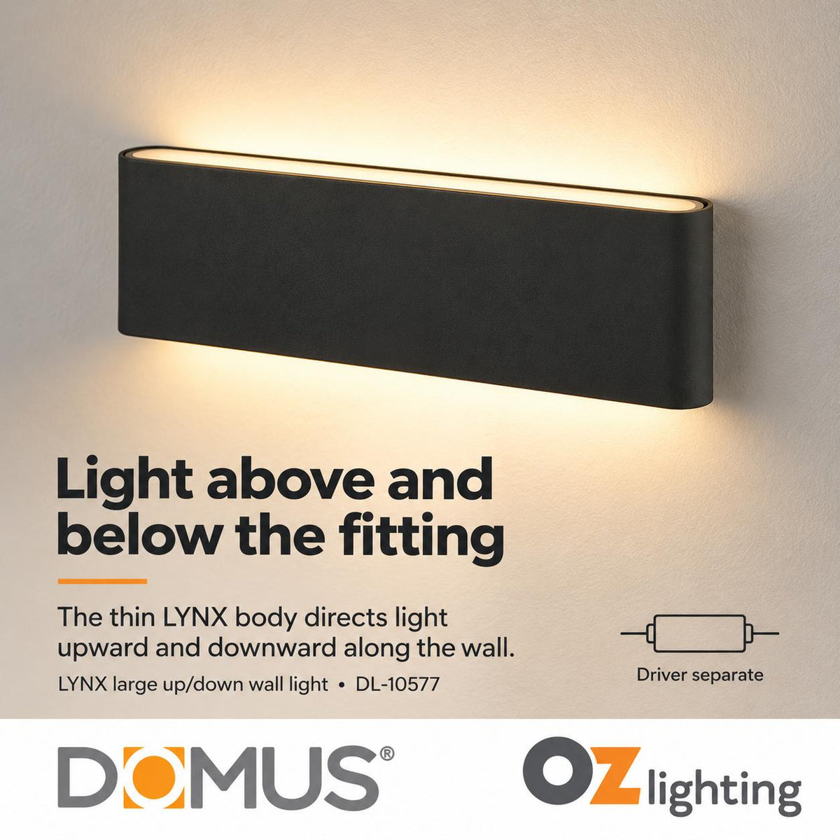 Domus LYNX LED Up/Down Wall Light - 2x12W, 24V - DRIVER REQUIRED-Domus Lighting-Ozlighting.com.au