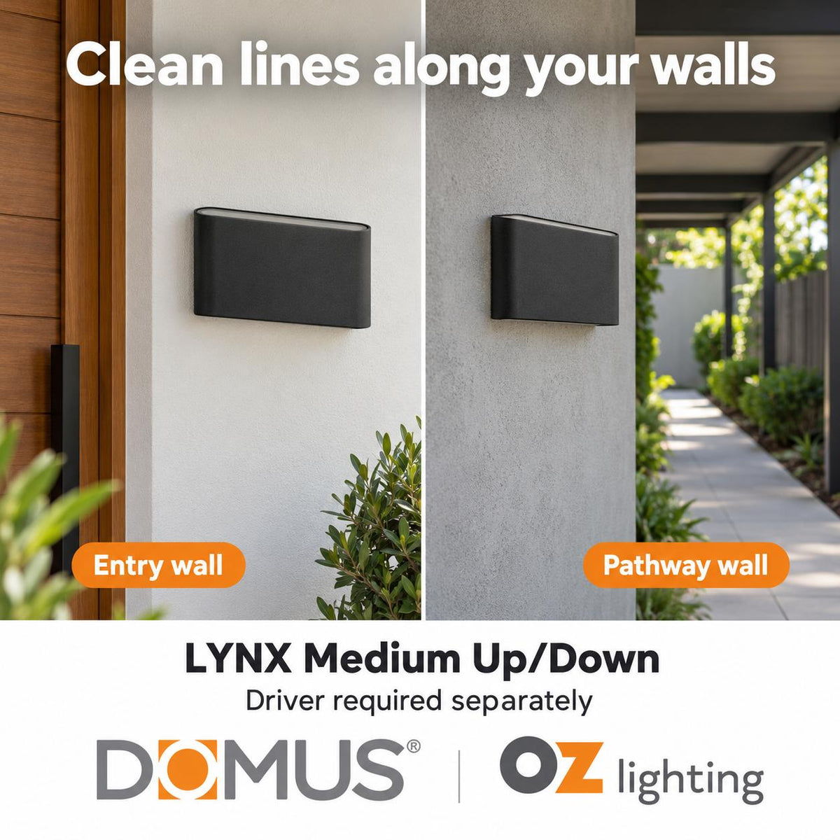 Domus LYNX LED Up/Down Wall Light - 2x5W, 24V - DRIVER REQUIRED-Domus Lighting-Ozlighting.com.au