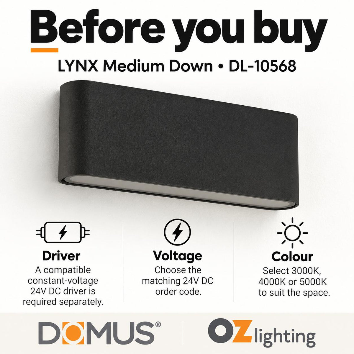Domus LYNX LED Wall Light - 7W, 24V - DRIVER REQUIRED-Domus Lighting-Ozlighting.com.au