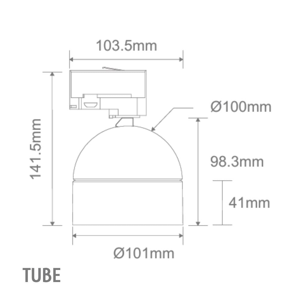 Domus MOON-TRK-TUBE Tri-Colour LED Track Light - Black-Domus Lighting-Ozlighting.com.au
