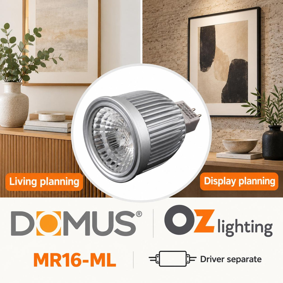 Domus MR16-ML LED Globe - Dimmable, MR16, 6W, 12V DC, 5000K - DRIVER REQUIRED-Domus Lighting-Ozlighting.com.au