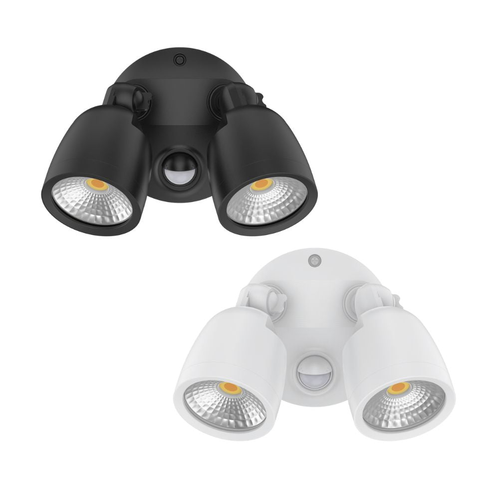 Domus MURO-ECO-20S LED Spotlight - 20W, Tri-Colour, IP65, Twin Head, Coastal, Sensor-Domus Lighting-Ozlighting.com.au