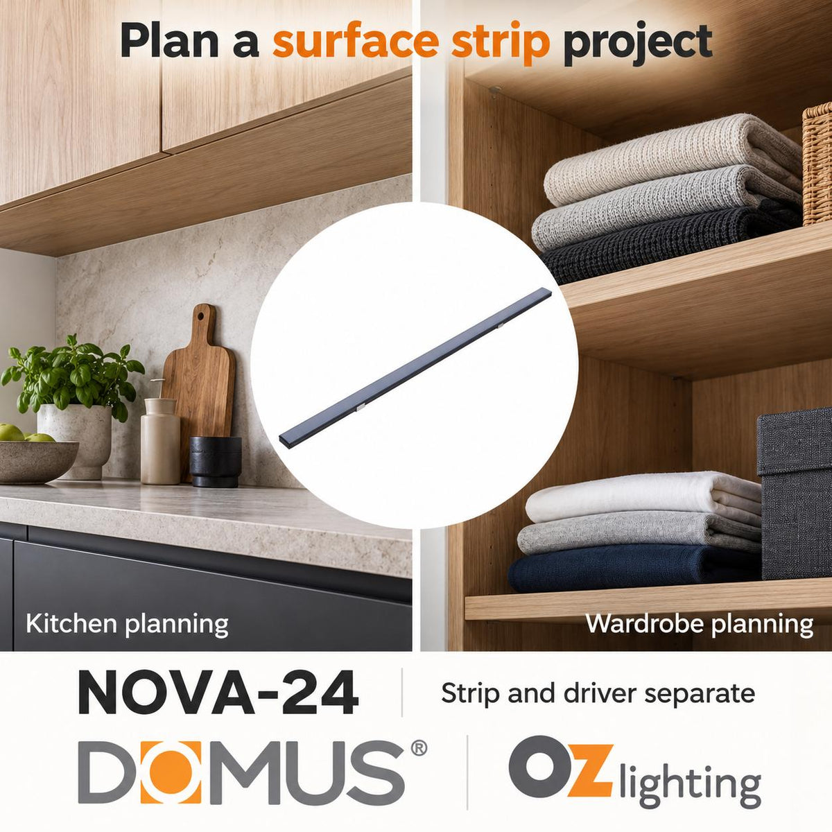 Domus Mounting Profile - NOVA-24-Surface Mounting-Domus Lighting-Ozlighting.com.au