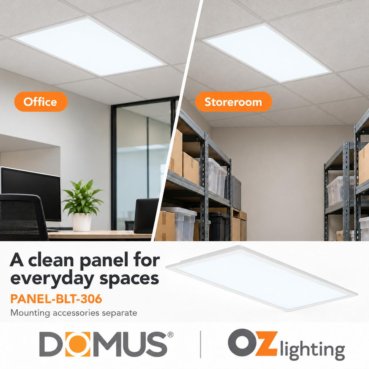 Domus PANEL-BLT-306 LED Panel Light - Tri-Colour, 300x600mm-Domus Lighting-Ozlighting.com.au