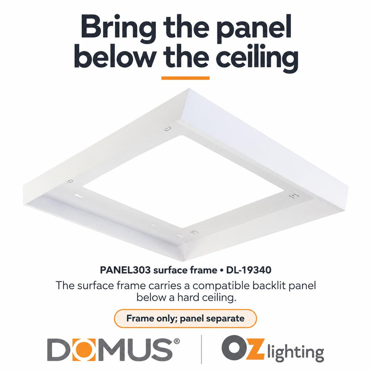 Domus PANEL-SM-KIT-303-BLT Panel Frame - 312x312mm Surface Mounted-Domus Lighting-Ozlighting.com.au
