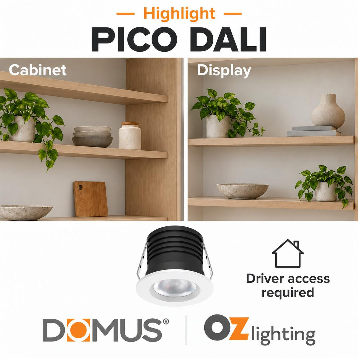 Domus PICO-3-DALI LED Downlight - 3W, Tri-Colour, DALI Dimmable, IP40, Round, Fixed-Domus Lighting-Ozlighting.com.au