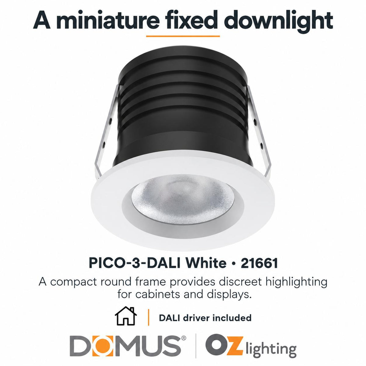 Domus PICO-3-DALI LED Downlight - 3W, Tri-Colour, DALI Dimmable, IP40, Round, Fixed-Domus Lighting-Ozlighting.com.au