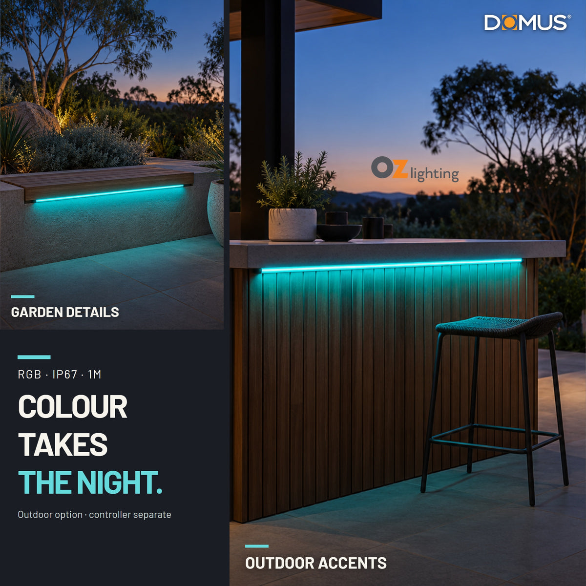 Domus PLEO 1 Metre 14.4W/m RGB Outdoor Strip and Driver Bundle-Domus Lighting-Ozlighting.com.au