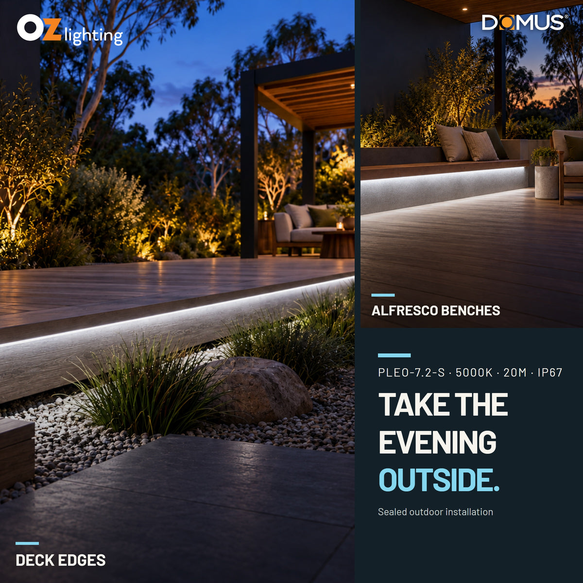 Domus PLEO 20 Metre 7.2W/m Cool White Outdoor Strip and Driver Bundle-Domus Lighting-Ozlighting.com.au