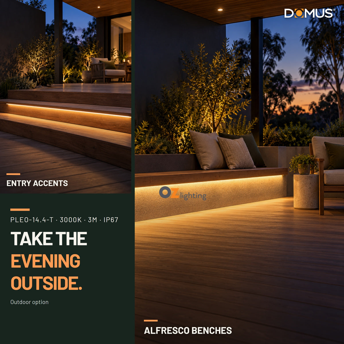 Domus PLEO-14.4-T LED Strip & Driver Bundle - 3000K, IP67, 3m-Domus Lighting-Ozlighting.com.au