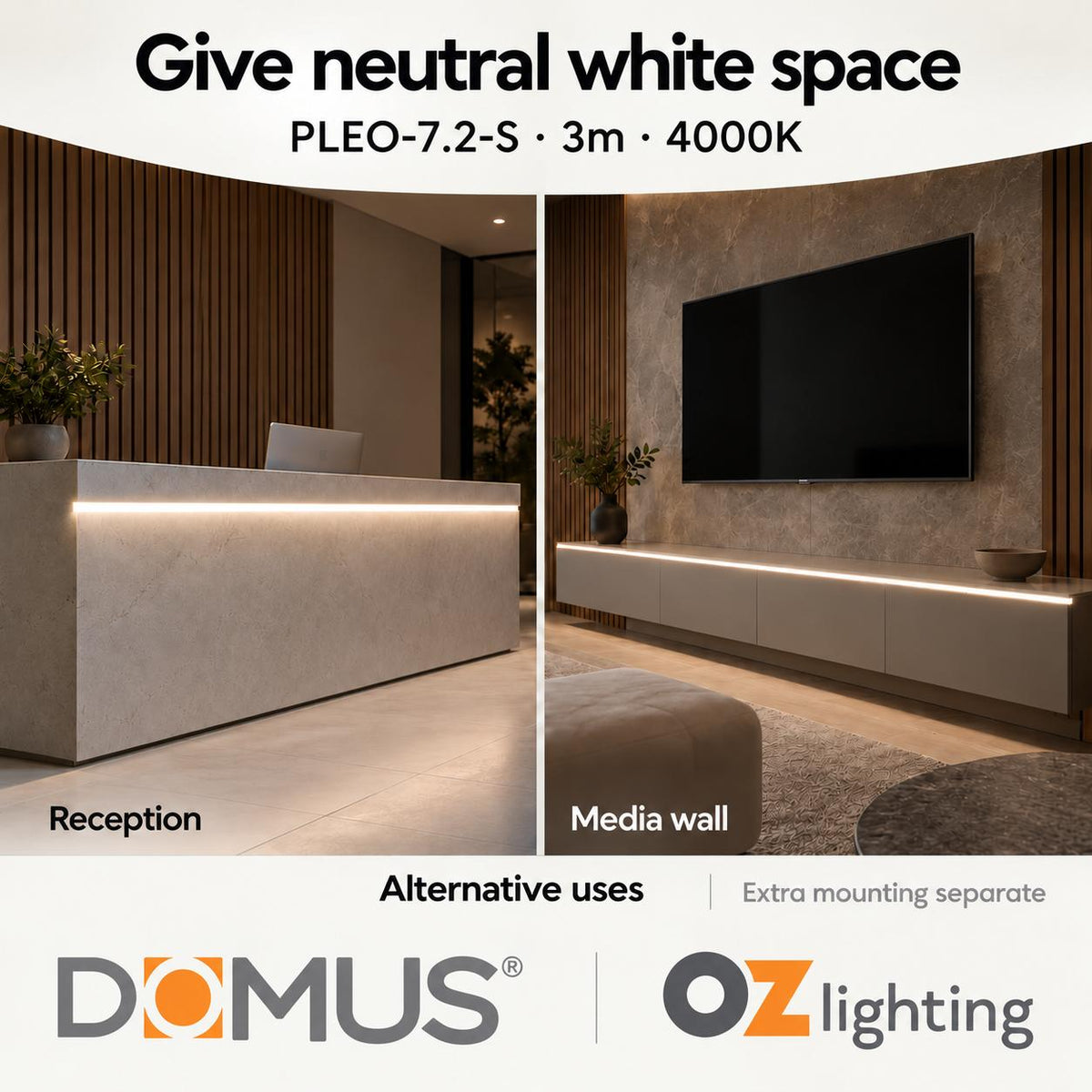 Domus PLEO 3 Metre 7.2W/m Neutral White Outdoor Strip and Driver Bundle-Domus Lighting-Ozlighting.com.au