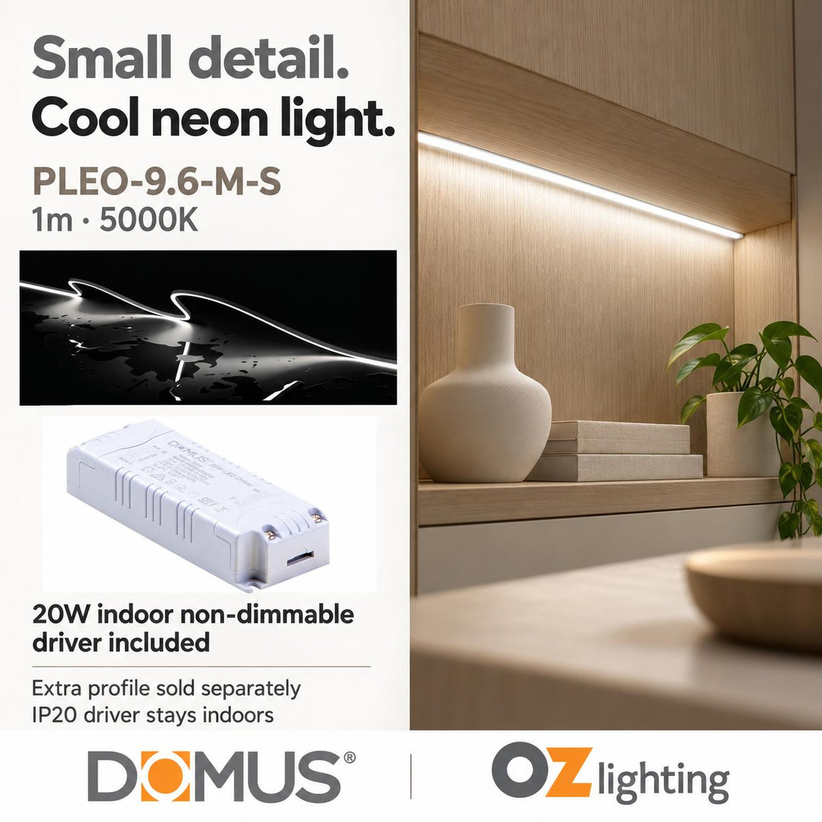 Domus PLEO Micro 1 Metre 9.6W/m Cool White Outdoor Strip and Driver Bundle-Domus Lighting-Ozlighting.com.au