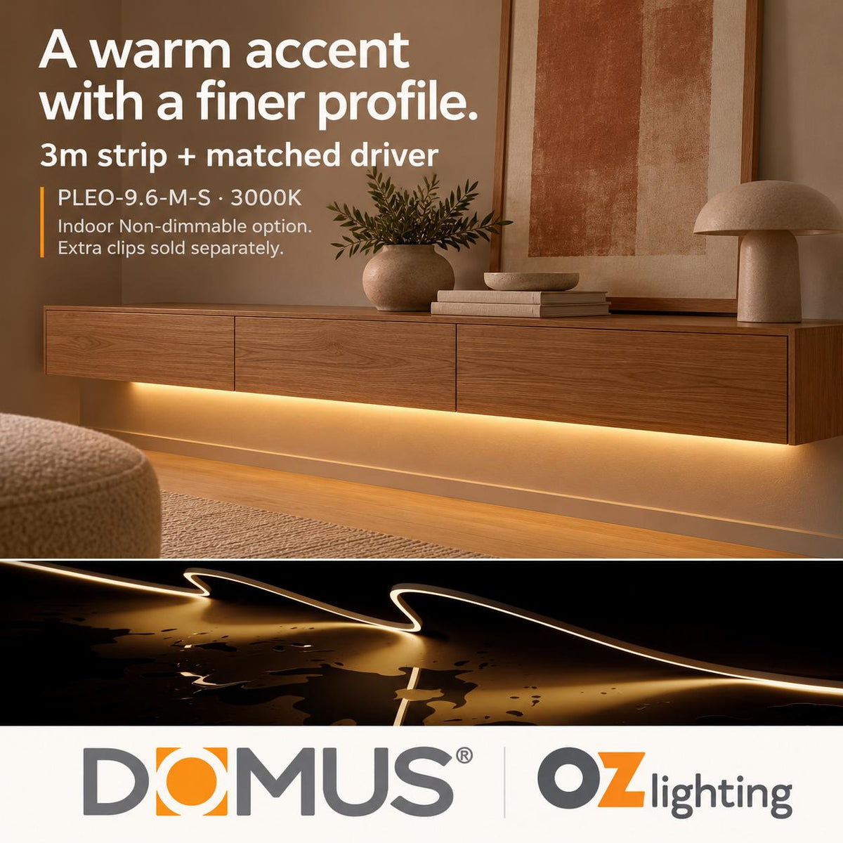 Domus PLEO Micro 3 Metre 9.6W/m Warm White Outdoor Strip and Driver Bundle-Domus Lighting-Ozlighting.com.au