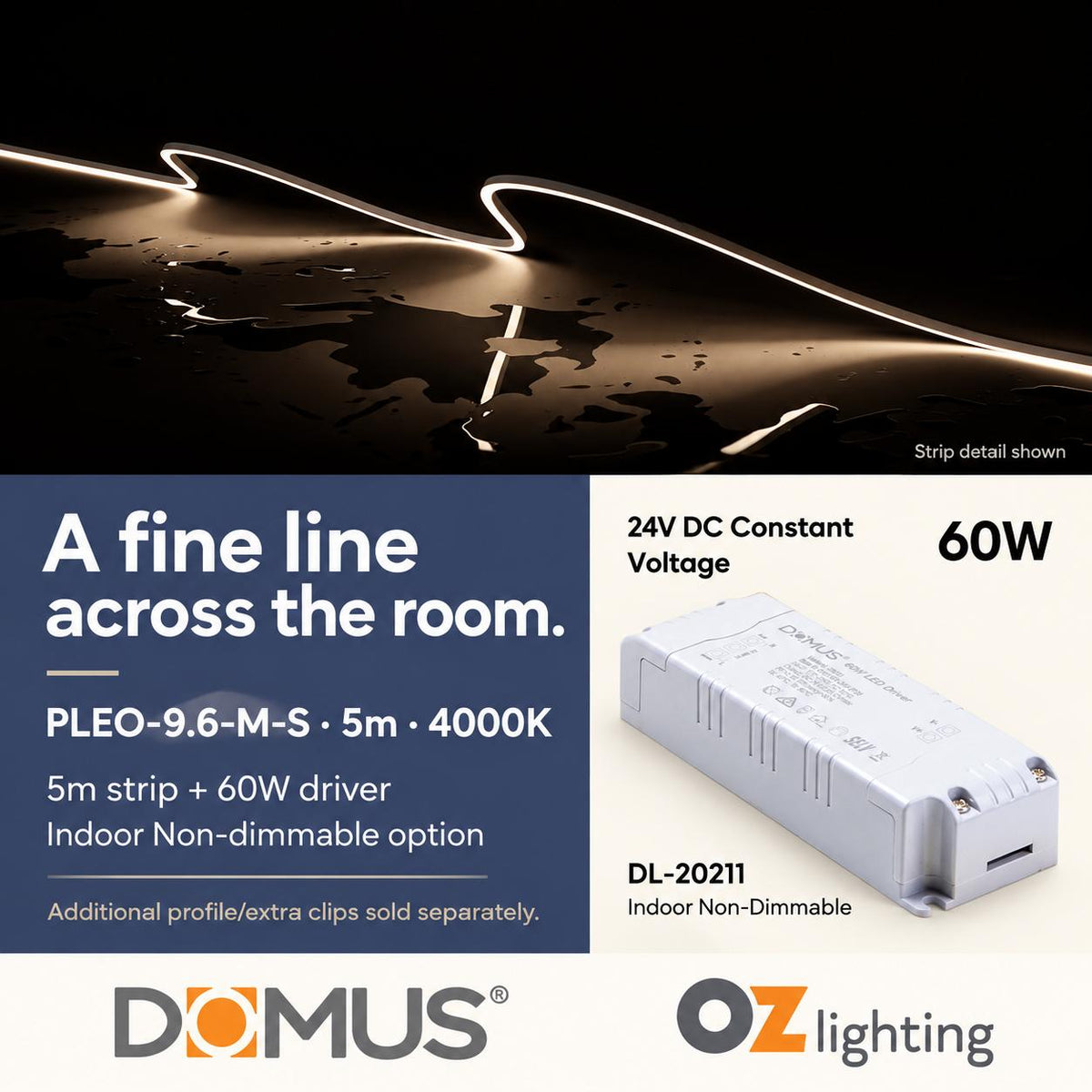 Domus PLEO Micro 5 Metre 9.6W/m Neutral White Outdoor Strip and Driver Bundle-Domus Lighting-Ozlighting.com.au