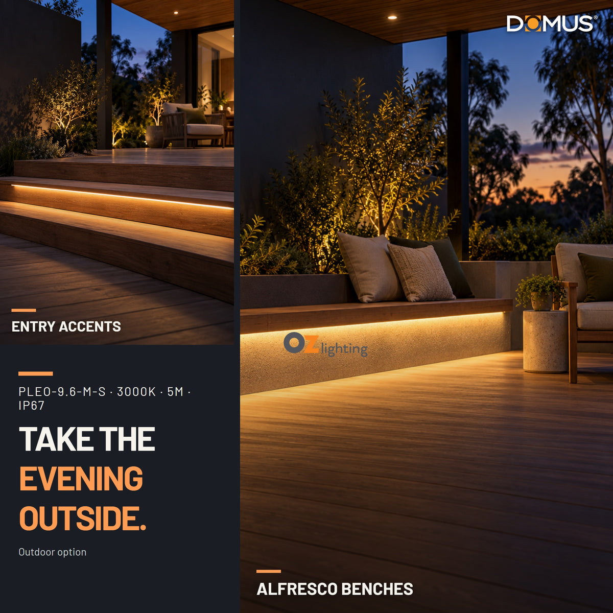 Domus PLEO Micro 5 Metre 9.6W/m Warm White Outdoor Strip and Driver Bundle-Domus Lighting-Ozlighting.com.au