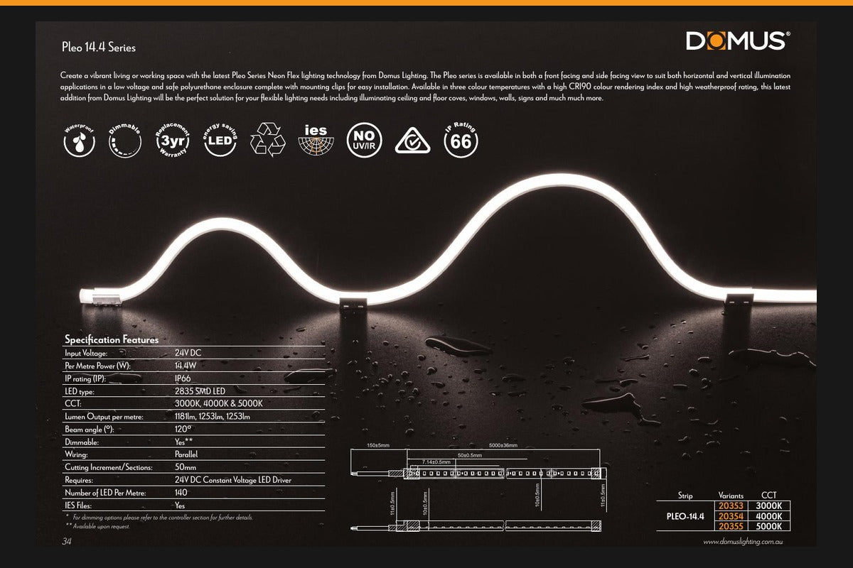 Domus PLEO Neon Flex LED Strip 14.4W/m IP67-Domus Lighting-Ozlighting.com.au
