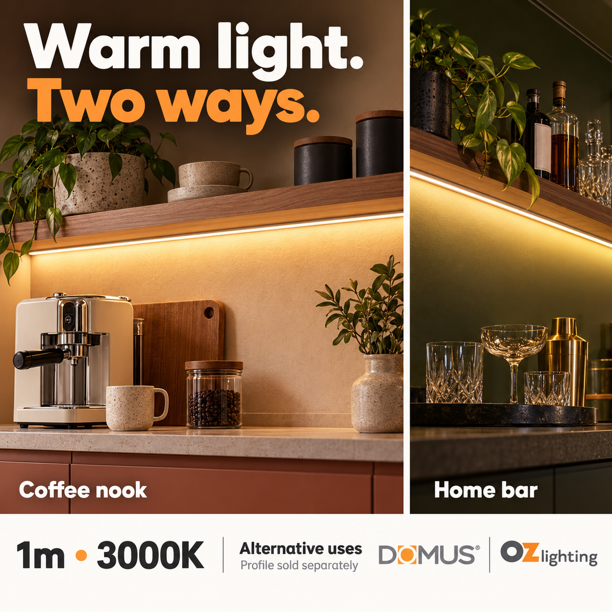 Domus PLEX-COB-10-IP54 1m 3000K LED strip and driver bundle — marketing
