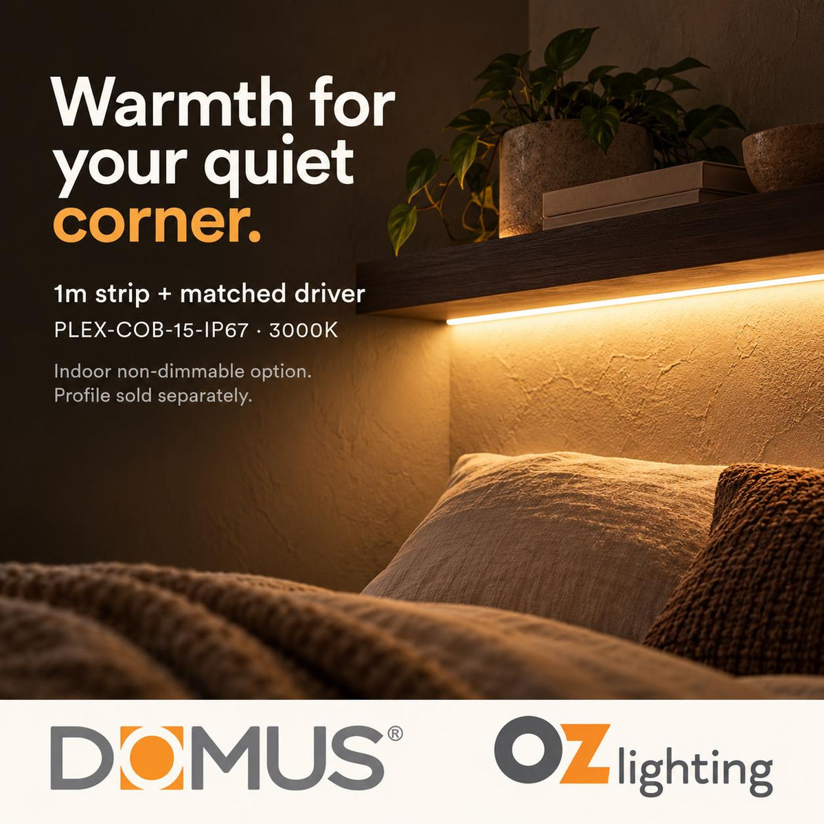 Domus PLEX 1 Metre 15W/m Warm White Outdoor Strip and Driver Bundle-Domus Lighting-Ozlighting.com.au