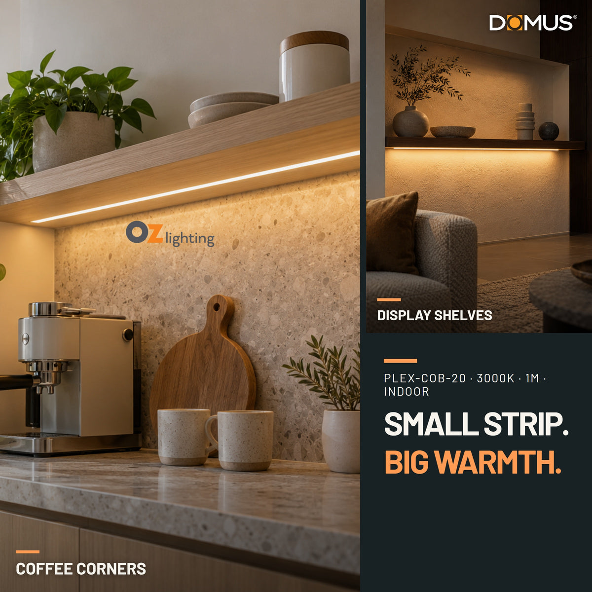 Domus PLEX 1 Metre 20W/m Warm White Strip and Driver Bundle-Domus Lighting-Ozlighting.com.au