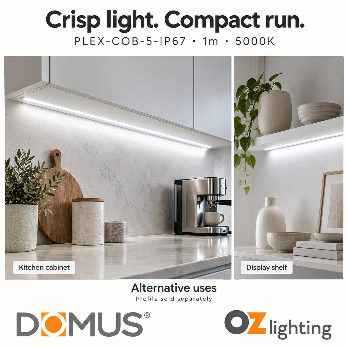 Domus PLEX-COB-5-IP67 1m 5000K LED strip and driver bundle — marketing