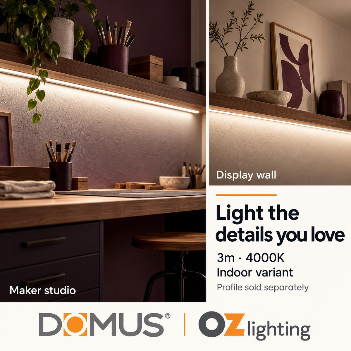 Domus PLEX-COB-10-IP54 3m 4000K LED strip and driver bundle — marketing
