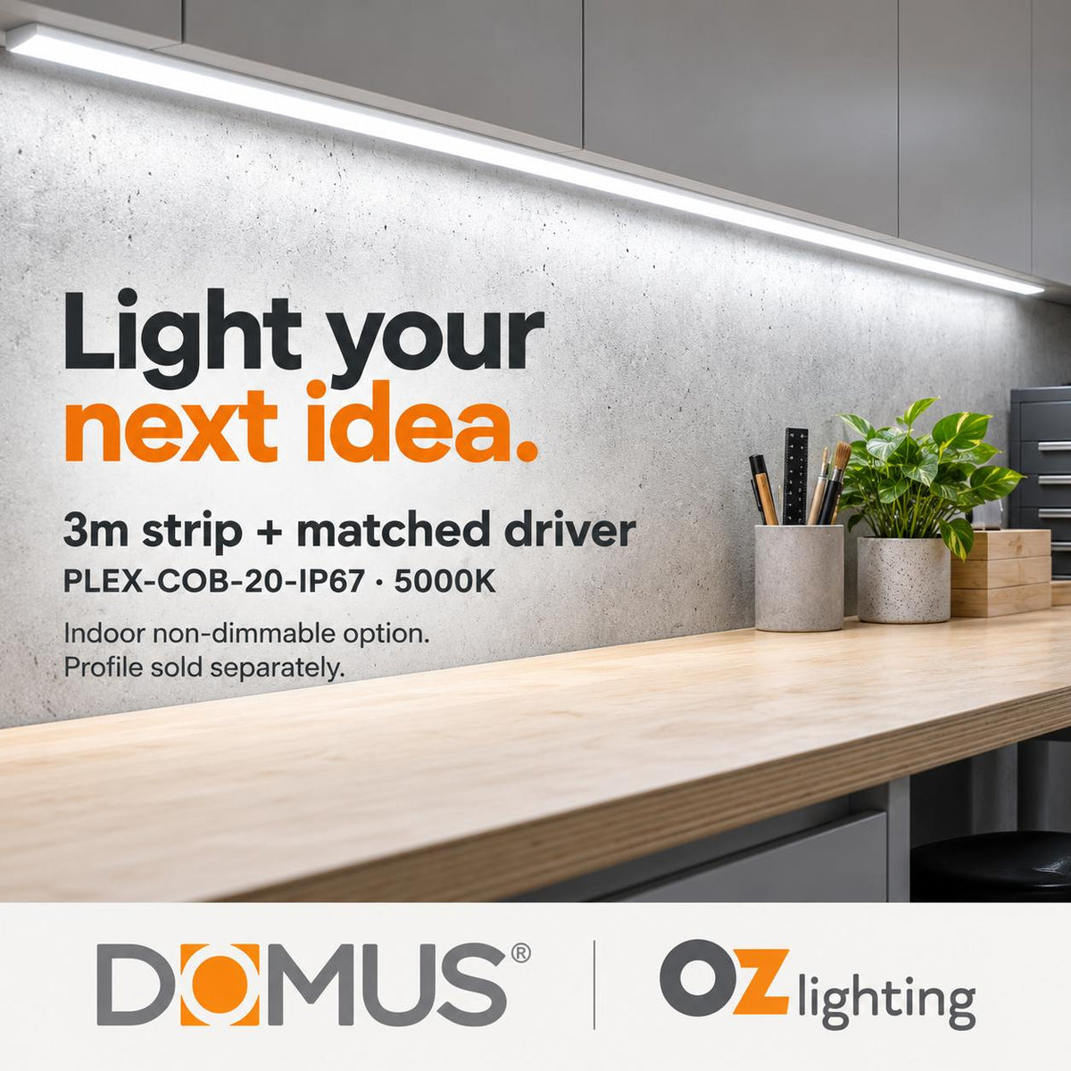 Domus PLEX 3 Metre 20W/m Cool White Outdoor Strip and Driver Bundle-Domus Lighting-Ozlighting.com.au
