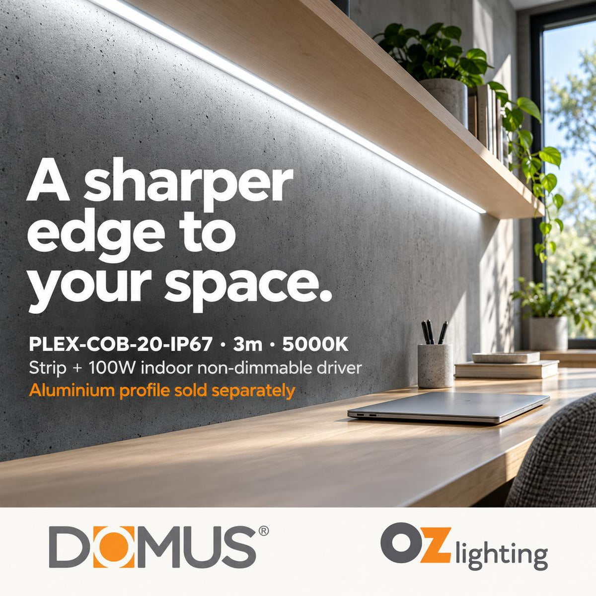 Domus PLEX 3 Metre 20W/m Cool White Outdoor Strip and Driver Bundle-Domus Lighting-Ozlighting.com.au
