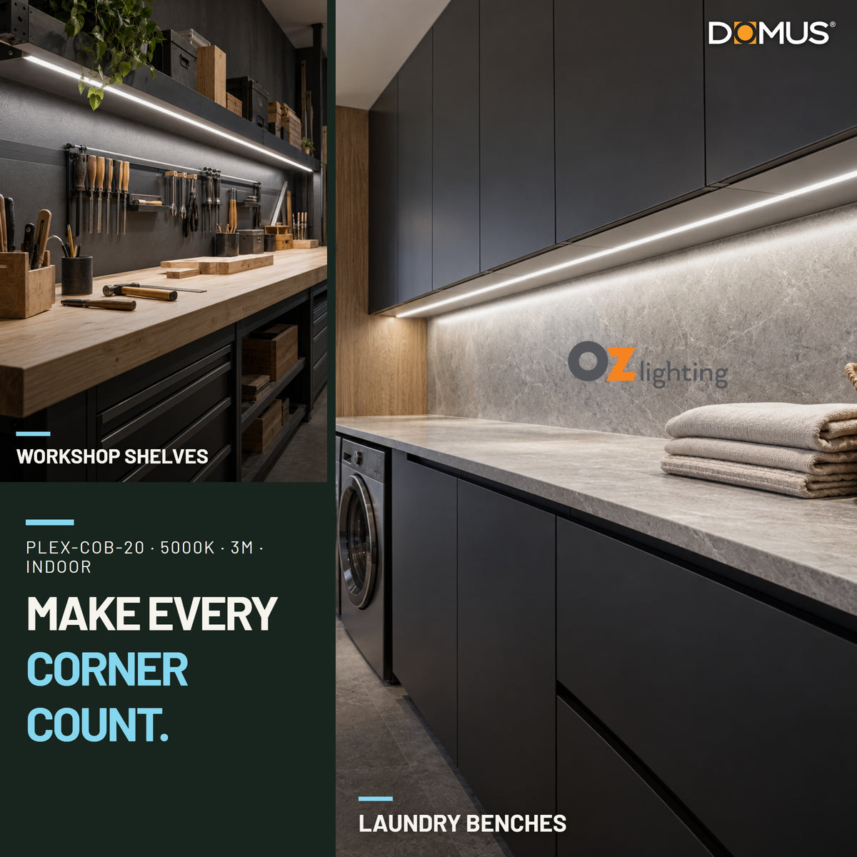 Domus PLEX-COB-20-IP54 LED Strip & Driver Bundle - 5000K, 3m-Domus Lighting-Ozlighting.com.au