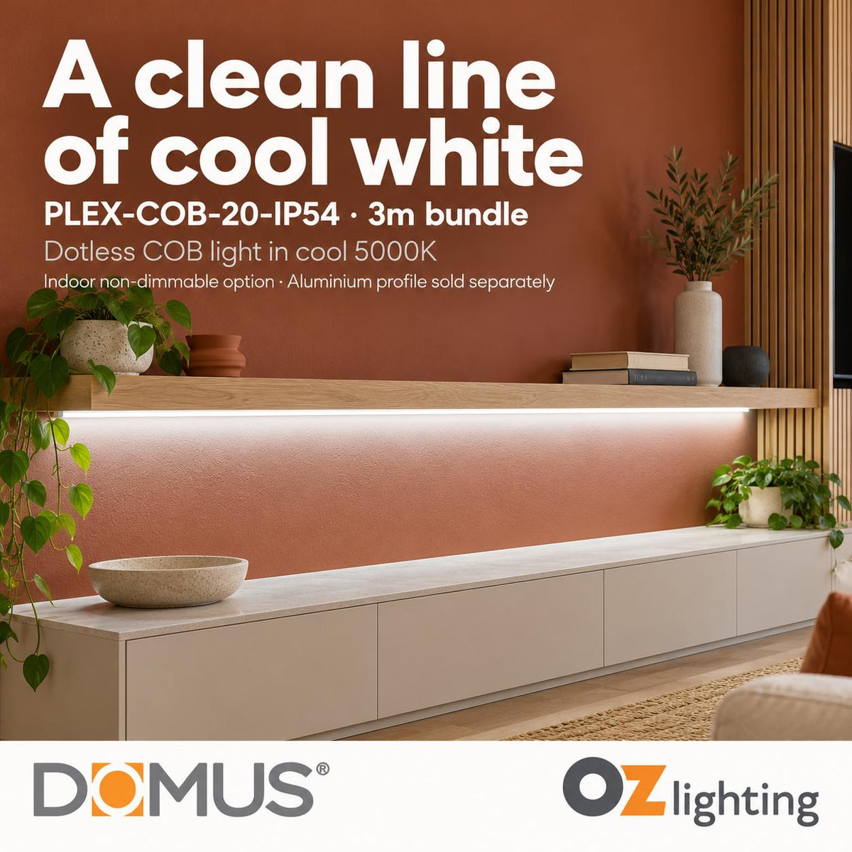 Domus PLEX 3 Metre 20W/m Cool White Strip and Driver Bundle-Domus Lighting-Ozlighting.com.au