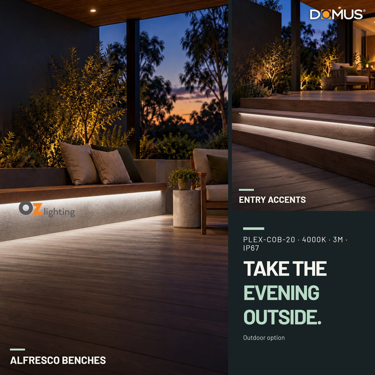 Domus PLEX 3 Metre 20W/m Neutral White Outdoor Strip and Driver Bundle-Domus Lighting-Ozlighting.com.au