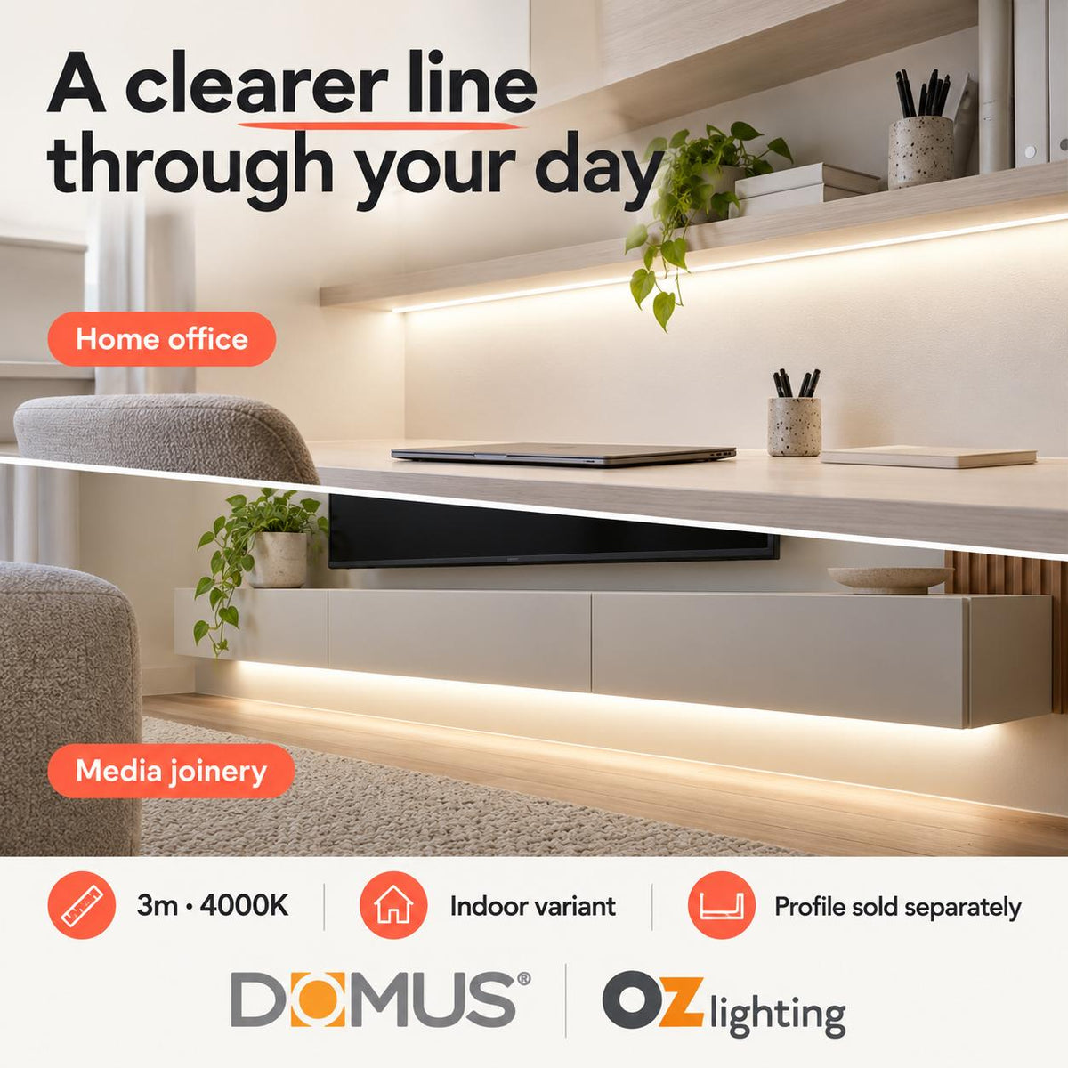 Domus PLEX-COB-5-IP67 3m 4000K LED strip and driver bundle — marketing