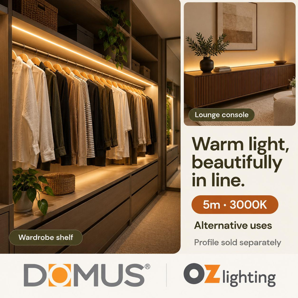 Domus PLEX 5 Metre 10W/m Warm White Outdoor Strip and Driver Bundle-Domus Lighting-Ozlighting.com.au