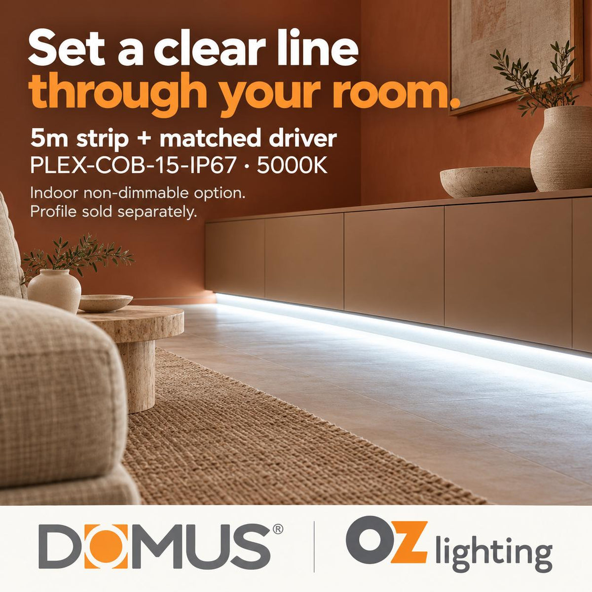 Domus PLEX 5 Metre 15W/m Cool White Outdoor Strip and Driver Bundle-Domus Lighting-Ozlighting.com.au