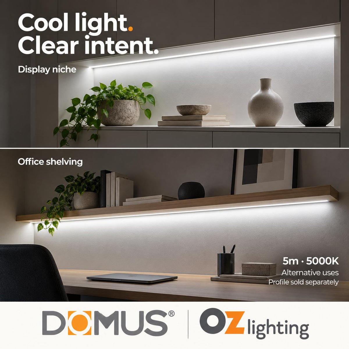 Domus PLEX-COB-15-IP54 5m 5000K LED strip and driver bundle — marketing