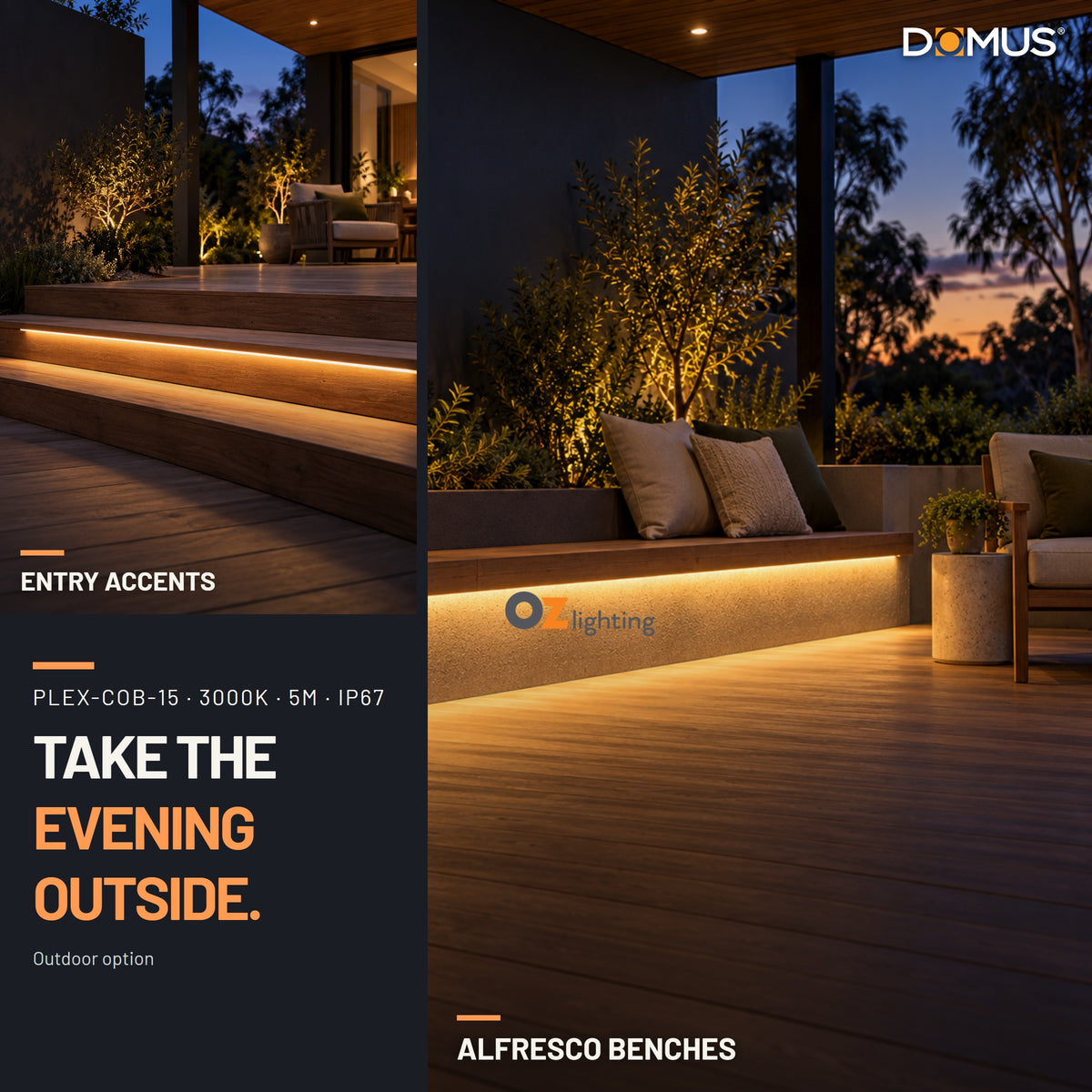 Domus PLEX 5 Metre 15W/m Warm White Outdoor Strip and Driver Bundle-Domus Lighting-Ozlighting.com.au
