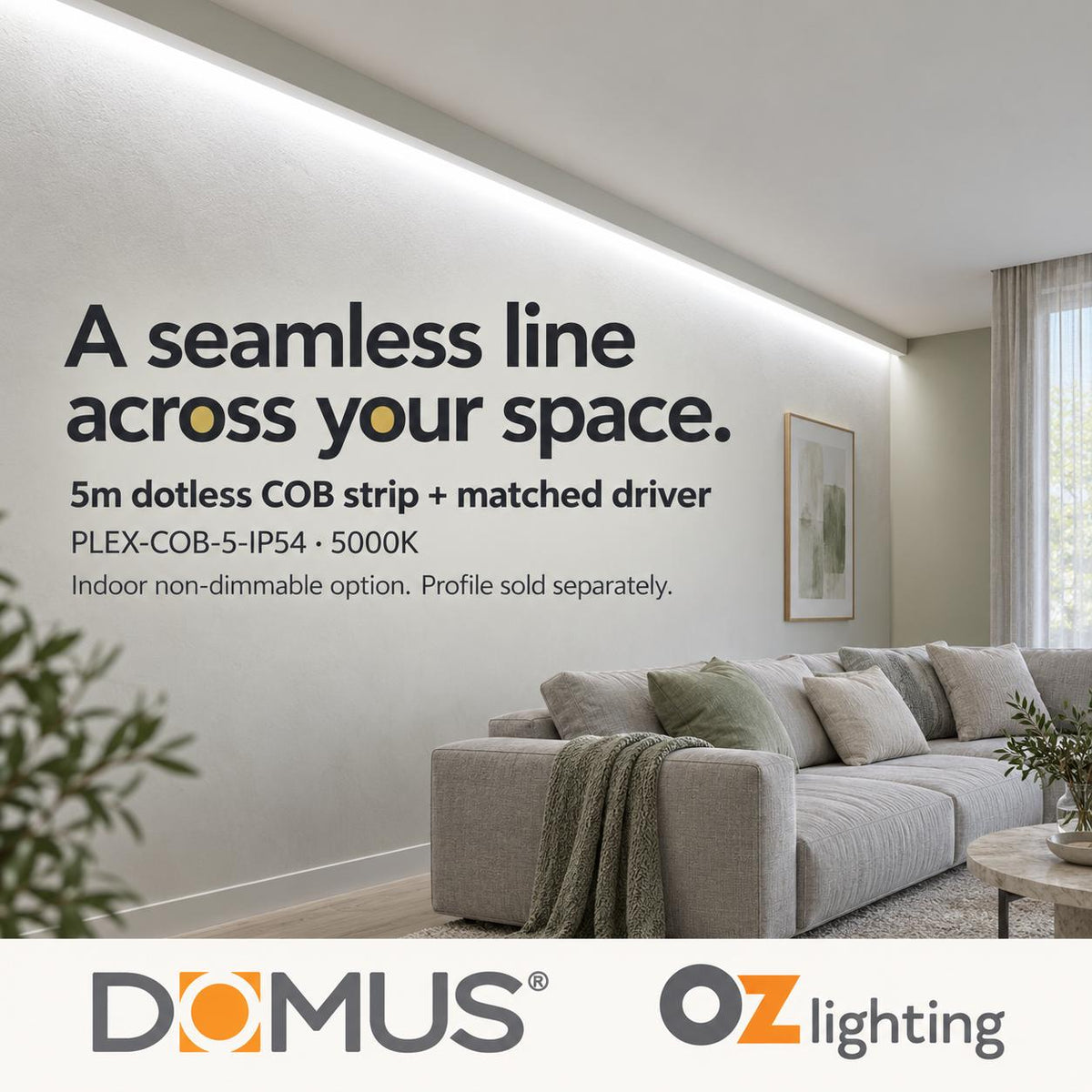 Domus PLEX 5 Metre 5W/m Cool White Strip and Driver Bundle-Domus Lighting-Ozlighting.com.au