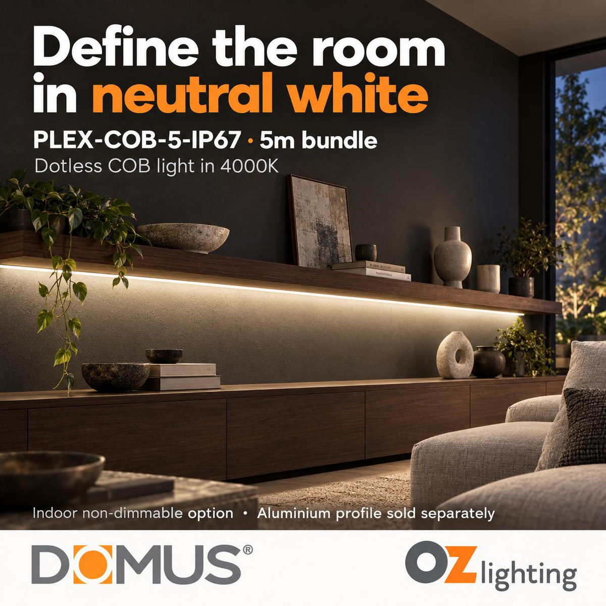 Domus PLEX-COB-5-IP67 5m 4000K LED strip and driver bundle — product benefit