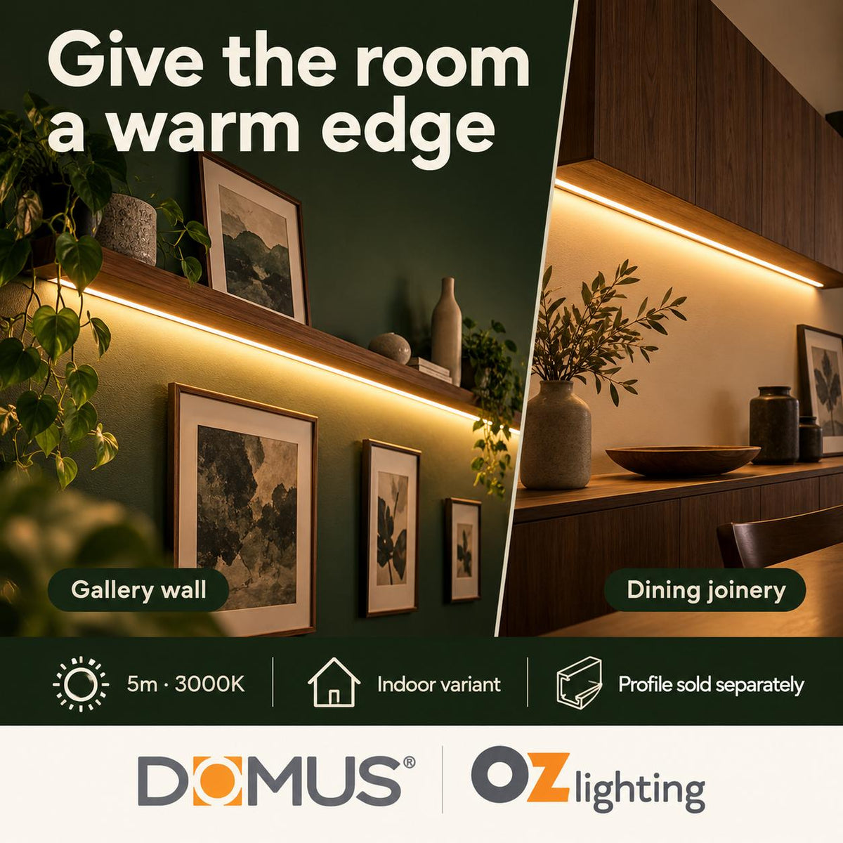 Domus PLEX-COB-5-IP67 5m 3000K LED strip and driver bundle — marketing